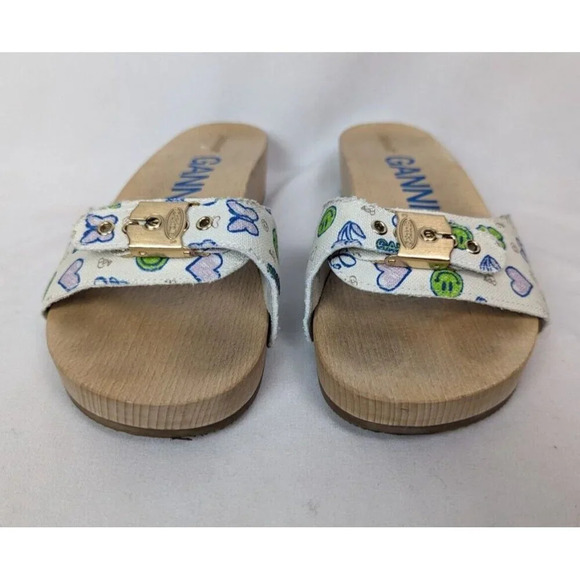 GANNI x DR. Scholl’s Sandals Kiosk Parrot Slides Wooden Platform Shoe EU 40 US 9 - Picture 7 of 16